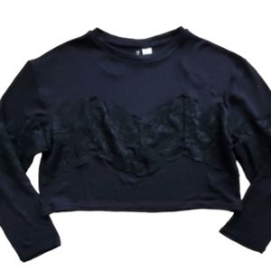 Divided Womans Black Lace Cropped‎ Sweater Size Small